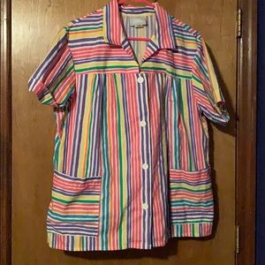 Rainbow striped button up shirt
